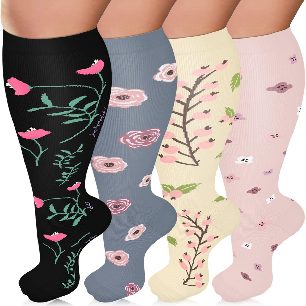 Wide-Calf Compression Socks — 2XL–4XL (Single Pair)