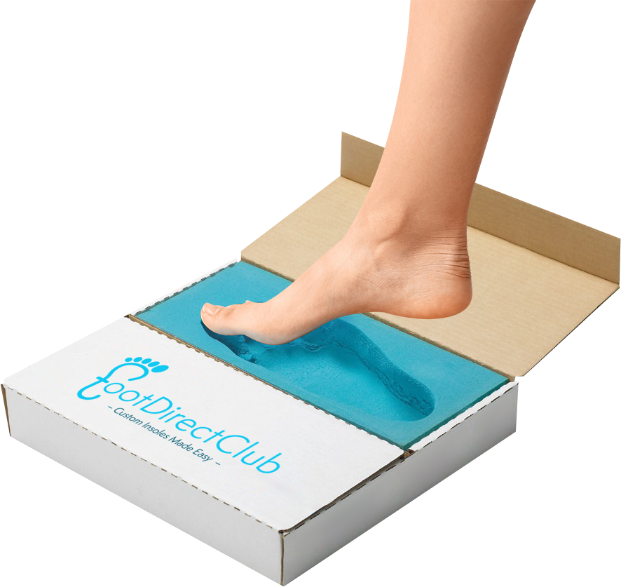 Foot stepping into impression kit